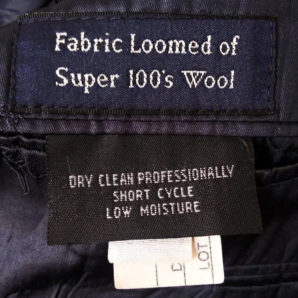 Vintage BURBERRYS‎ Super 100's Wool Blazer Suit Jacket Sport Coat Navy Blue 40L